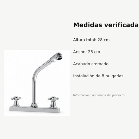 Mezclador de cocina 8 pulgadas en ABS cromado con manijas cruceta
