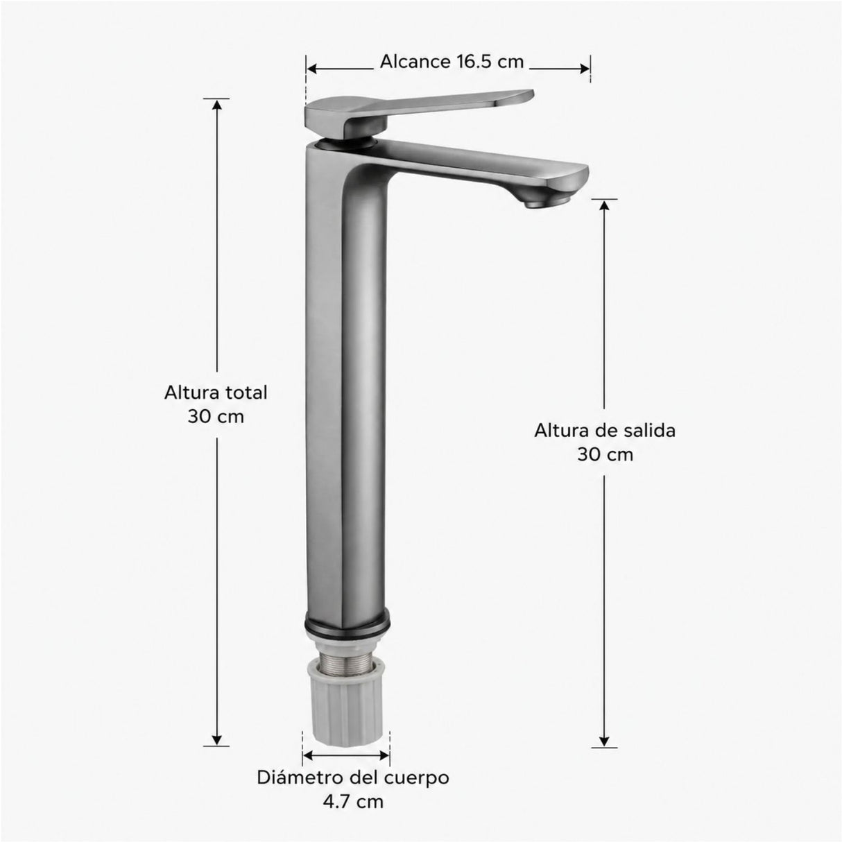 Grifería Monocontrol Alta Kassel Gunmetal para Lavamanos 30 cm