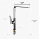 Grifería Monocontrol Vertical Kassel Gunmetal para Lavaplatos 36 cm