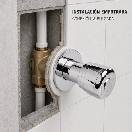 Registro empotrado con cuerpo de bronce y conexión de media pulgada