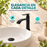 Detalle de llave negra para lavamanos y sus características