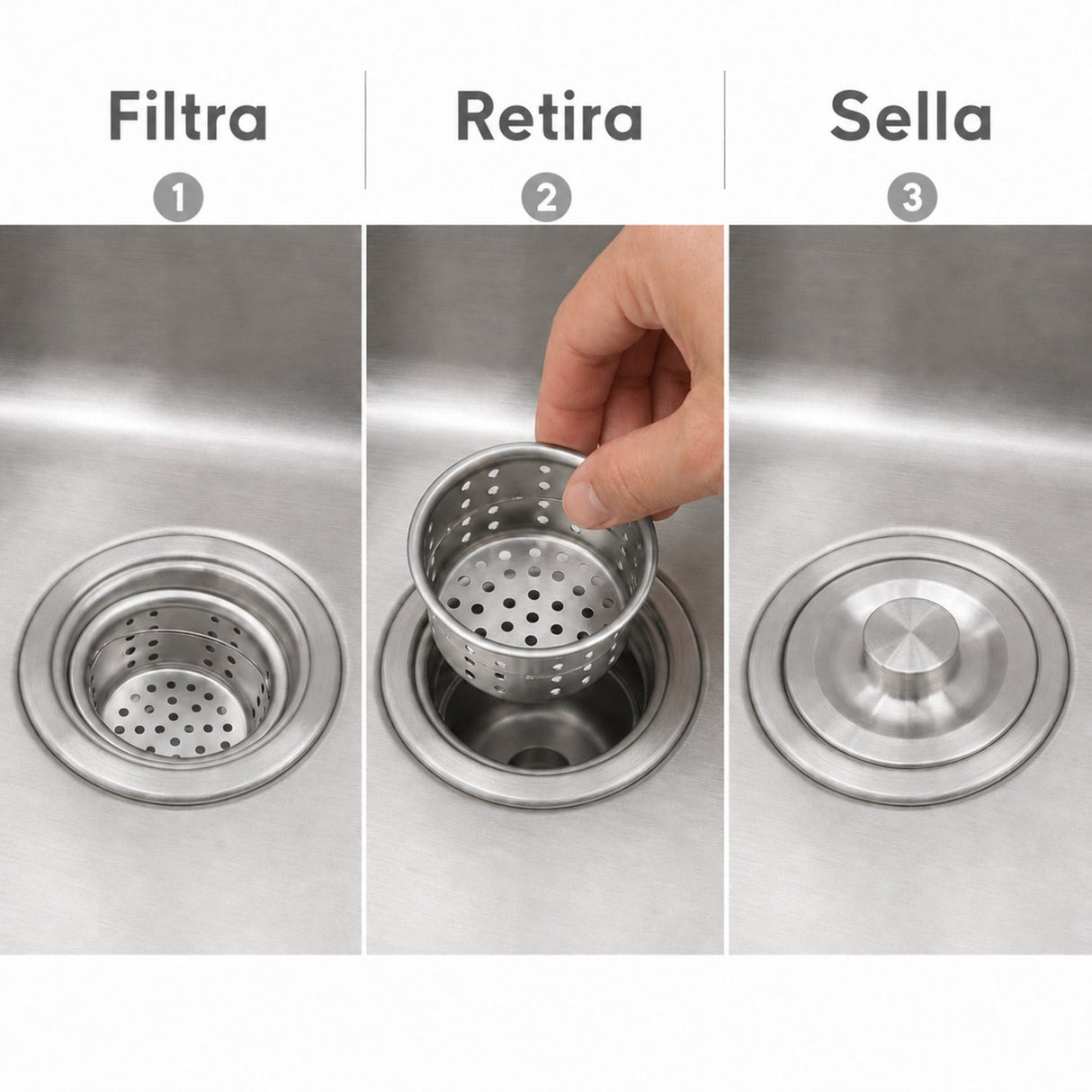 Uso de canastilla: filtrar, retirar y sellar