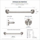 Barra de Seguridad Acero Inoxidable para Baño - 60 cm (1 1/4") Satín