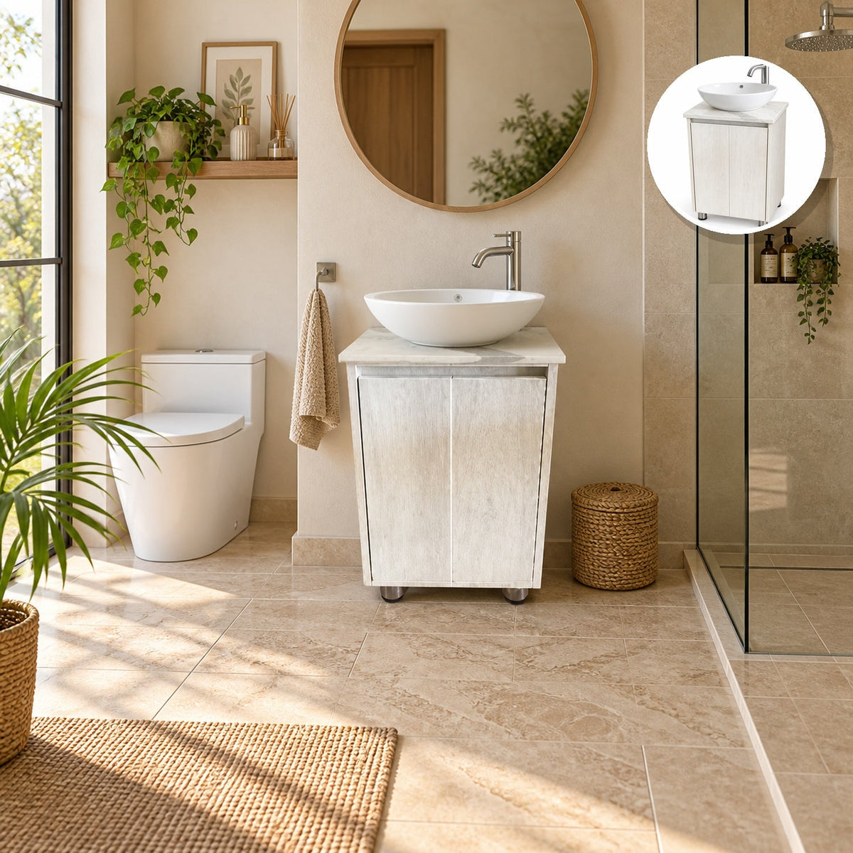 Combo Mueble De Baño RH Con Lavamanos En Mármol 41 X 41 Cm - ambientación principal