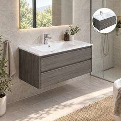 Combo Mueble De Baño RH Flotante Con Lavamanos Integrado 80 X 47 Cm