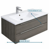 Combo Mueble De Baño RH Flotante Con Lavamanos Integrado 80 X 47 Cm - medidas del producto