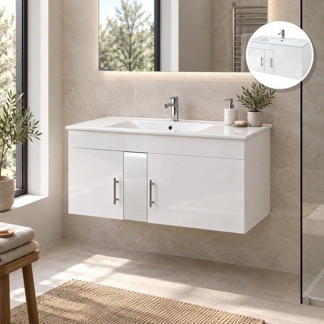 Combo Mueble De Baño RH Flotante Con Lavamanos Integrado 90 X 47 Cm - ambientación principal