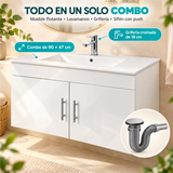 Características del combo con mueble, lavamanos, grifería y sifón push