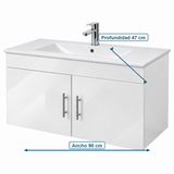 Medidas del combo de baño blanco: ancho 90 cm y profundidad 47 cm