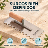 Llana Dentada 10 × 10 mm Con Mango De Madera — caracteristicas