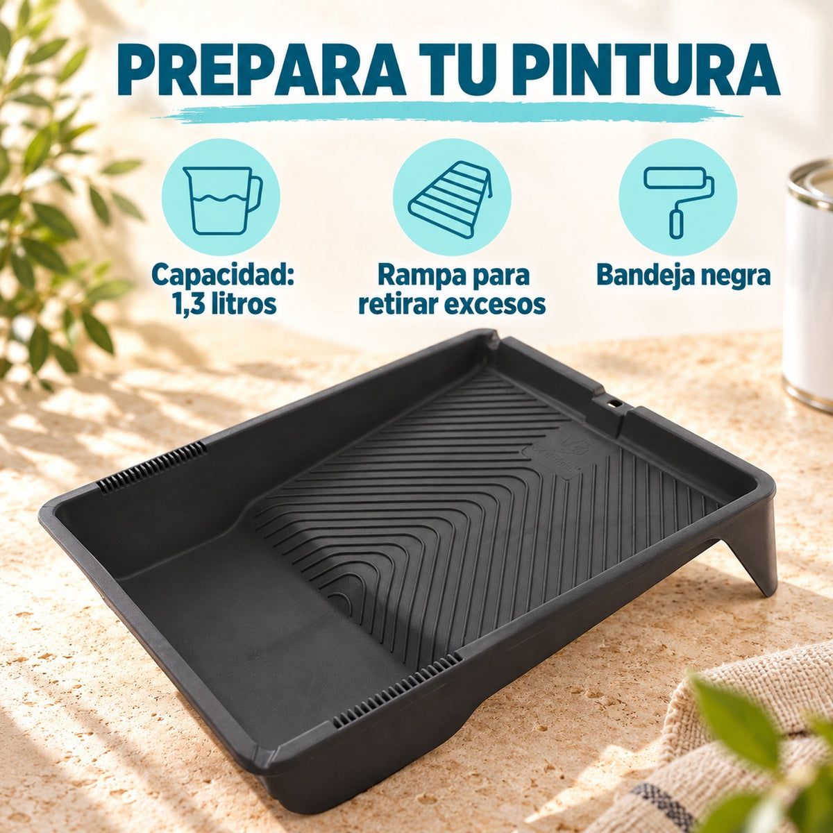 Bandeja Para Pintura Negra De 1,3 Litros — características