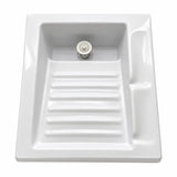 Lavadero Cerámico Blanco Con Tabla De Lavar 60 X 48 Cm - producto sobre fondo blanco