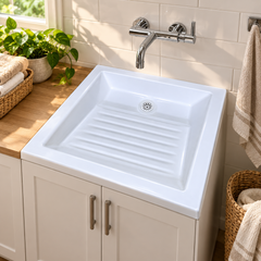 Lavadero Blanco Con Superficie Estriada 51 X 46 Cm