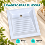 Lavadero Blanco Con Superficie Estriada 51 X 46 Cm - detalle