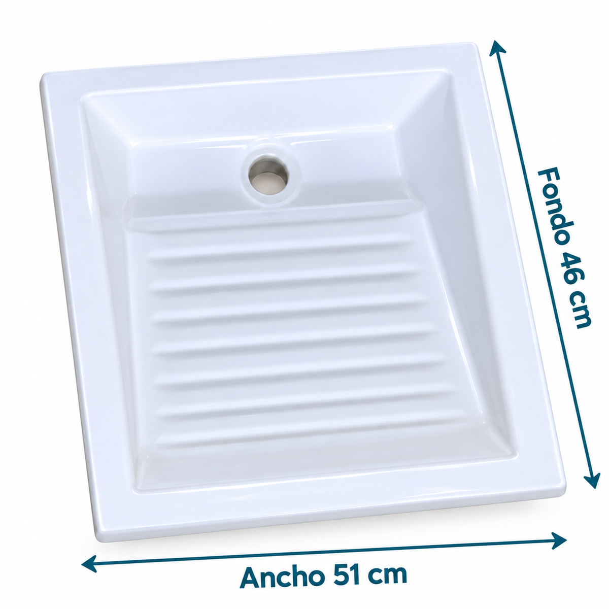 Lavadero Blanco Con Superficie Estriada 51 X 46 Cm - medidas