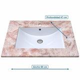 Lavamanos Integrado De Porcelana Rosa 60 X 47 Cm - medidas del producto