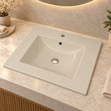 Lavamanos Integrado De Porcelana Beige 41 X 41 Cm - ambientación cercana