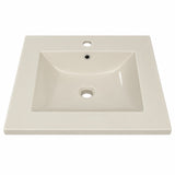 Lavamanos Integrado De Porcelana Beige 41 X 41 Cm - producto sobre fondo blanco