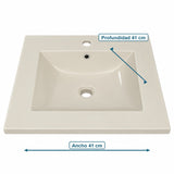 Lavamanos Integrado De Porcelana Beige 41 X 41 Cm - medidas del producto
