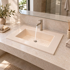 Lavamanos Integrado De Porcelana Beige 60 X 46 X 18 Cm