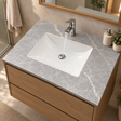 Lavamanos Integrado De Porcelana Gris Tausá 50 X 40 Cm ambientado