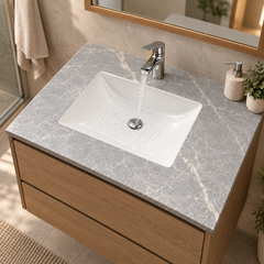 Lavamanos Integrado De Porcelana Gris Tausá 50 X 40 Cm