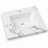 Lavamanos integrado de porcelana Carrara 50 × 40 cm sobre fondo claro