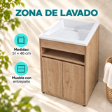 Combo Mueble Para Lavadero Con Pila Blanca 51 X 46 Cm - detalle
