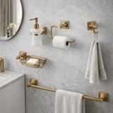 Juego de Accesorios de Baño Xcaret 6 Piezas Bronce | Set Completo para Baño Moderno y Funcional
