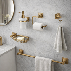 Juego de Accesorios de Baño Xcaret 6 Piezas Bronce | Set Completo para Baño Moderno y Funcional