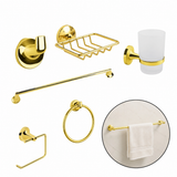 Set Accesorios Baño Metálico Dorado 6 Piezas Instalación Pared