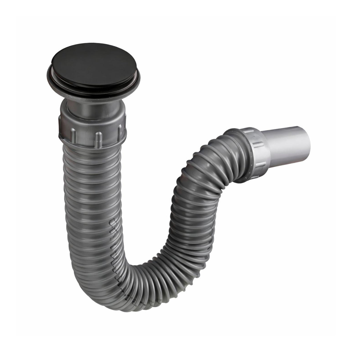 Combo Lavamanos Canoa Blanco 41x33 + Llave Alta Negra 30 cm + Sifón Push Negro | Kit Completo Baño Moderno