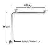 Barra de Seguridad Fija en L 60x60cm en Acero inoxidable.