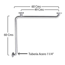 BARRA EN "L" ACERO INOX 24"*24" TUBO 1 1/4" SATINADO