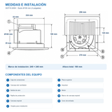 Medidas y componentes del extractor centrífugo DCF10-24SH
