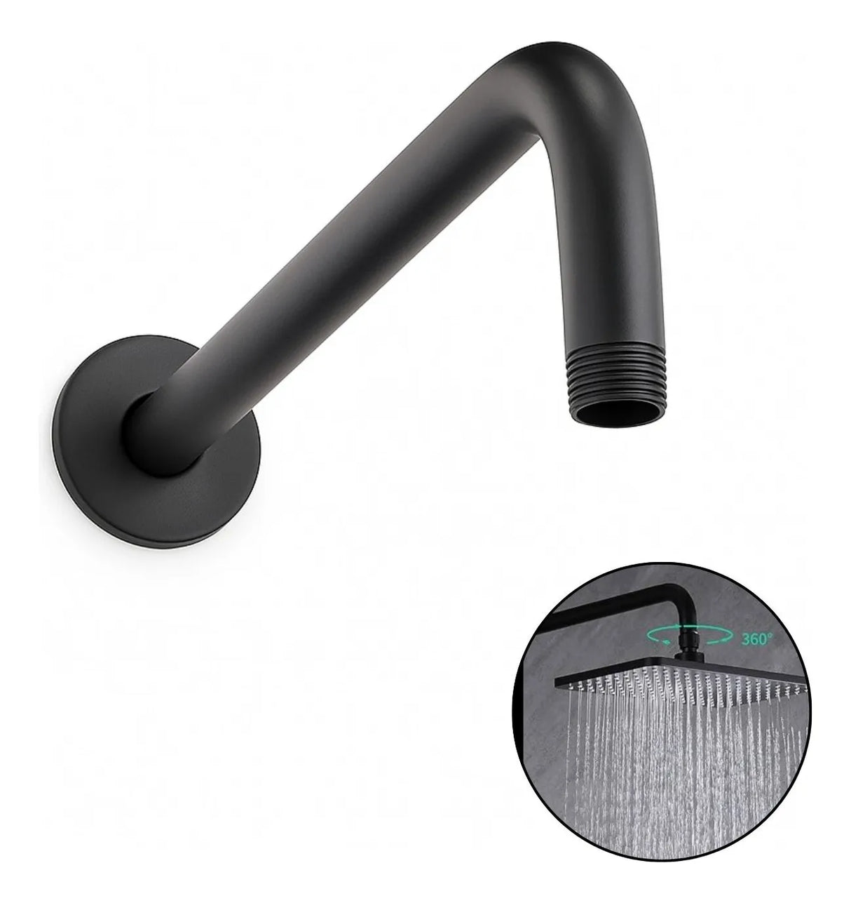 Tubo Negro 35 cm Tipo L Acero inoxidable para Regadera