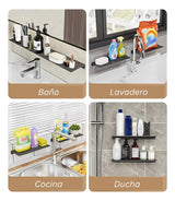Repisa Moderna Rectangular Negra Aluminio 28 cm - Incluye Accesorios de Instalación