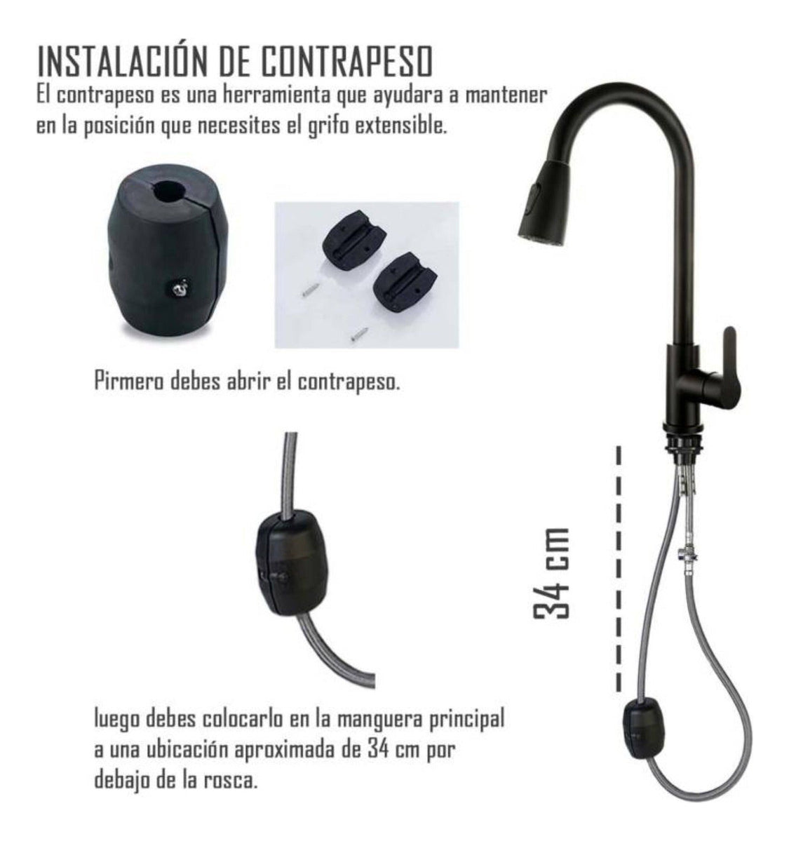 Grifería Monocontrol Lavaplatos Extensible Negro