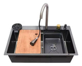 Lavaplatos Inteligente Lujo Doble Poceta Negro - 85x48 cm en Acero Inoxidable 304