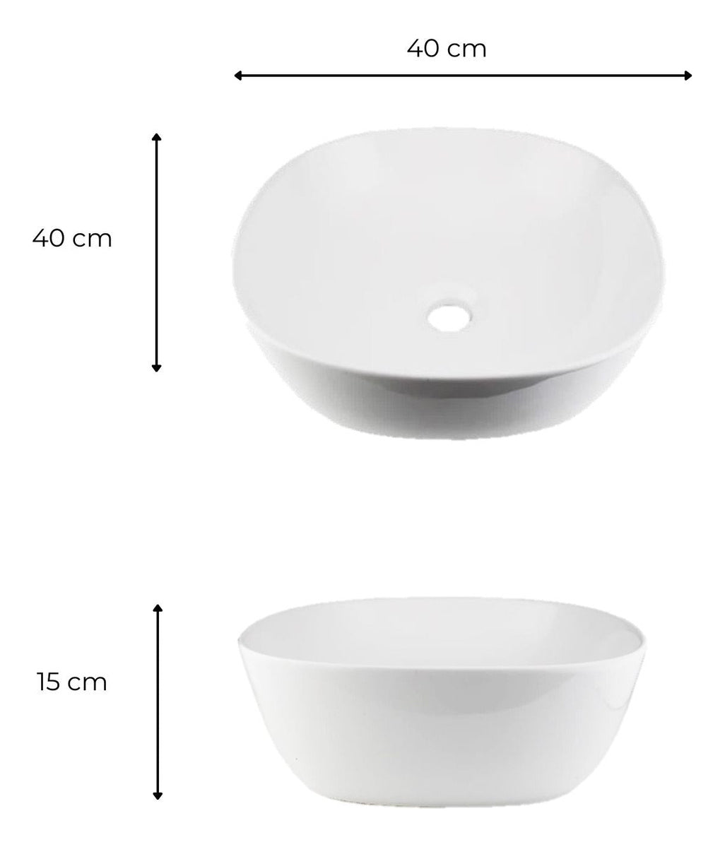 Lavamanos Sobreponer Tipo Vessel Opera Cuadrado - 41.5 x 41.5 x 14.5 cm. Blanco