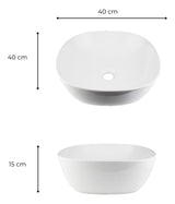 Lavamanos Sobreponer Tipo Vessel Opera Cuadrado - 41.5 x 41.5 x 14.5 cm. Blanco