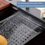 Lavaplatos Inteligente Lujo Doble Poceta Negro - 85x48 cm en Acero Inoxidable 304