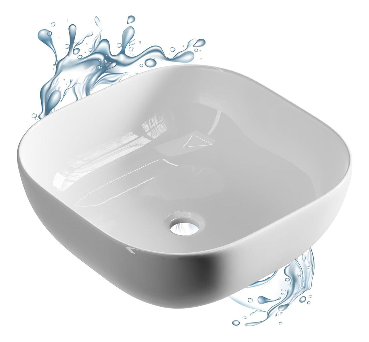Lavamanos Sobreponer Tipo Vessel Opera Cuadrado - 41.5 x 41.5 x 14.5 cm. Blanco