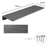 Repisa Moderna Rectangular Negra Aluminio 28 cm - Incluye Accesorios de Instalación