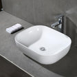 Lavamanos Ópera rectangular blanco en porcelana para instalación de sobreponer