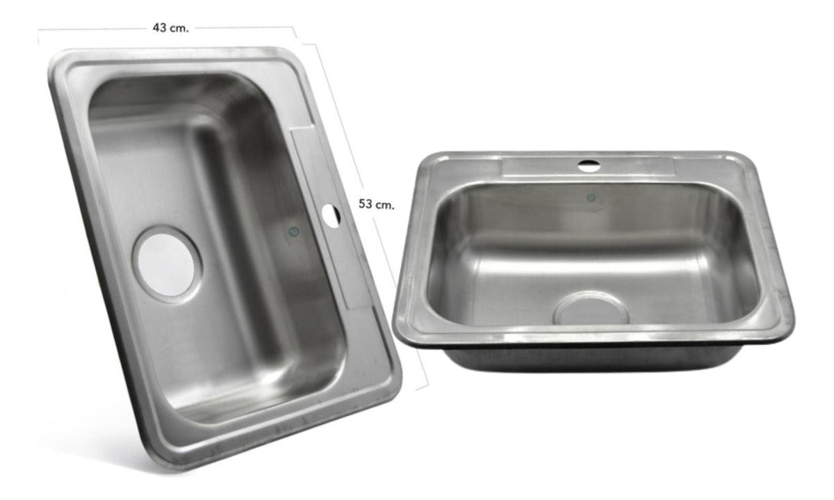 Lavaplatos 53x43cms Acero Inoxidable con canastilla