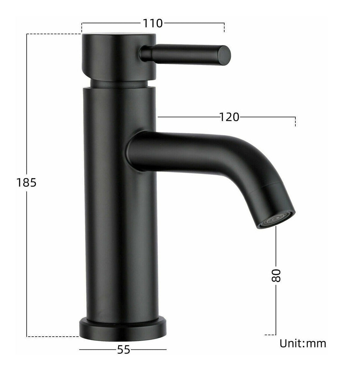 Griferia Lavamanos Mezclador Negro Mate Agua Fria Caliente