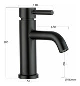 Griferia Lavamanos Mezclador Negro Mate Agua Fria Caliente