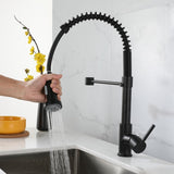 Griferia Lavaplatos Espiral Negro Cabezal Móvil +dispensador