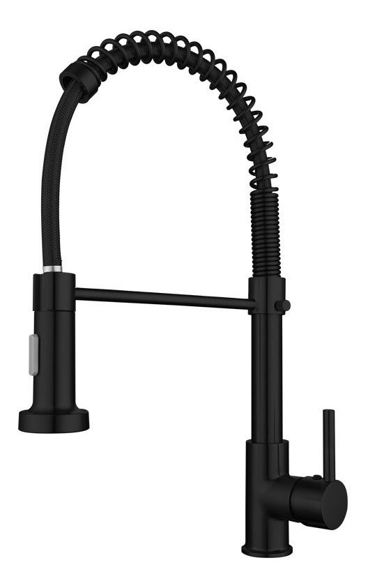 Griferia Lavaplatos Espiral Negro Cabezal Móvil +dispensador